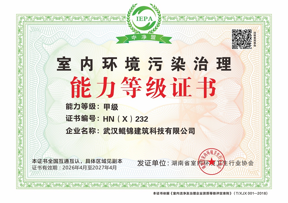 武汉鲲锦建筑科技有限公司能力等级证书